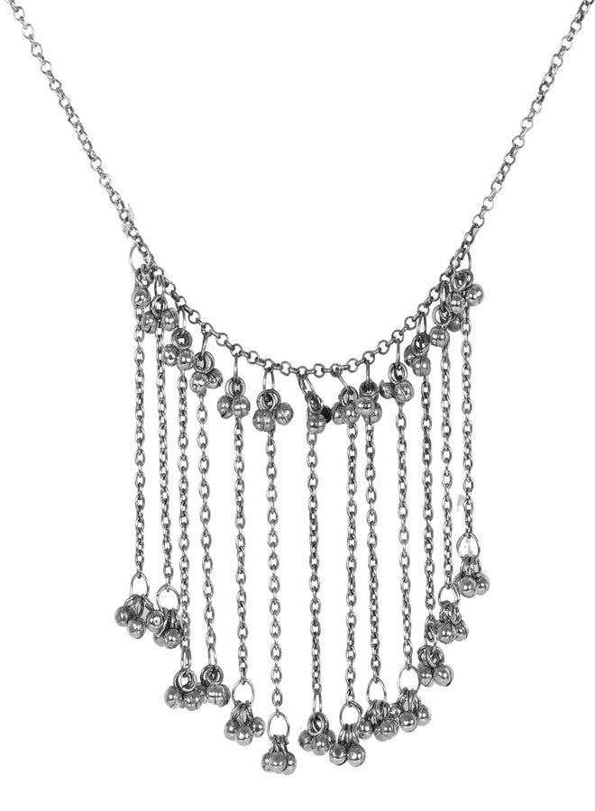 Siddhatva Handmade Statement Afghani Antique Silver Oxidized Indian Ethnic Tassel Ghungroo Bells Trendy Gypsy Necklace Jewelry Set Women (Silver) - Image 1